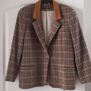 Multi color houndstooth wool blazer